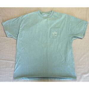 Guy Harvey Shirt Mens 2XL Green Pocket Tee Marlin Fishing Graphic Short Sleeve